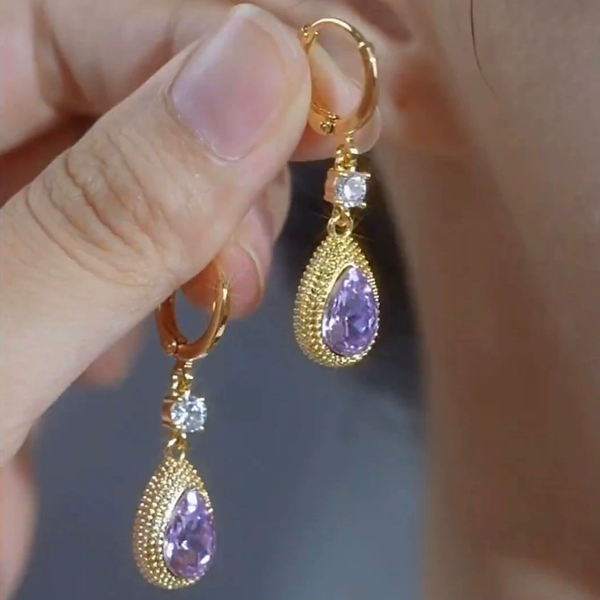 Natural Purple Crystal Durian Earrings