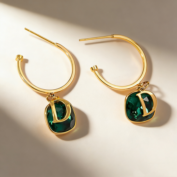 Emerald Double-Layer Earrings