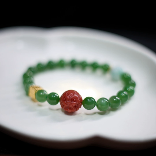 Lucky cube Natural Emerald Jade Stone bracelet