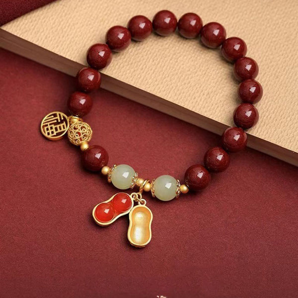 Peanut Lucky Natural Cinnabar Bracelet