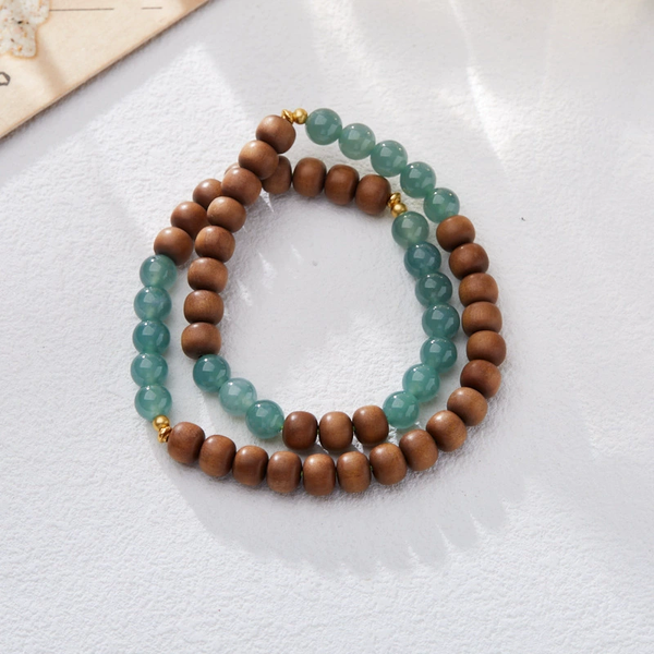 Natural Emerald Jade Stone sandalwood bracelet