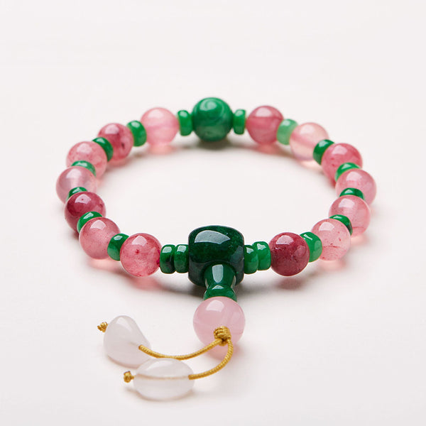 Jade pendant pink natural agate bracelet