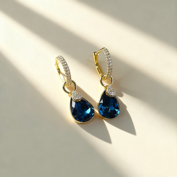 Teardrop Blue Sapphire Earrings