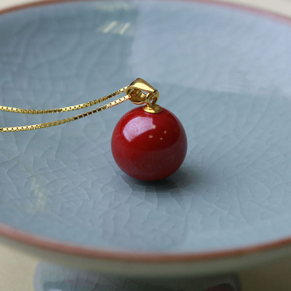 Natural Cinnabar Necklace Clavicle Chain