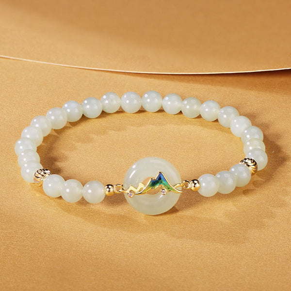 Mountain Natural Emerald Jade Stone Bracelet