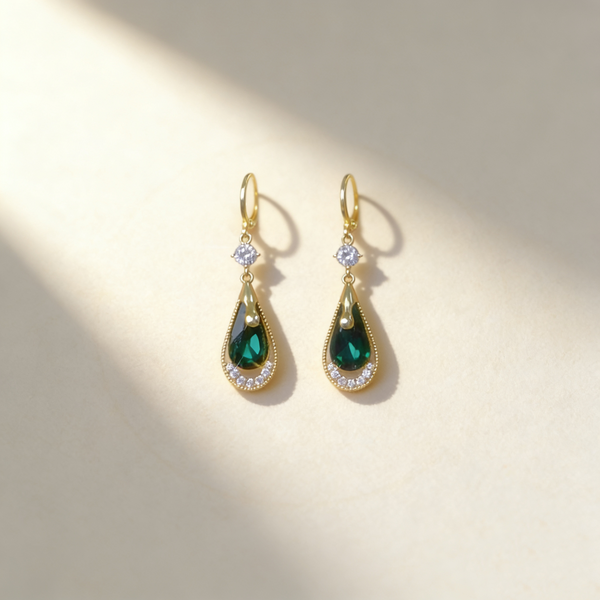Teardrop Emerald Earrings
