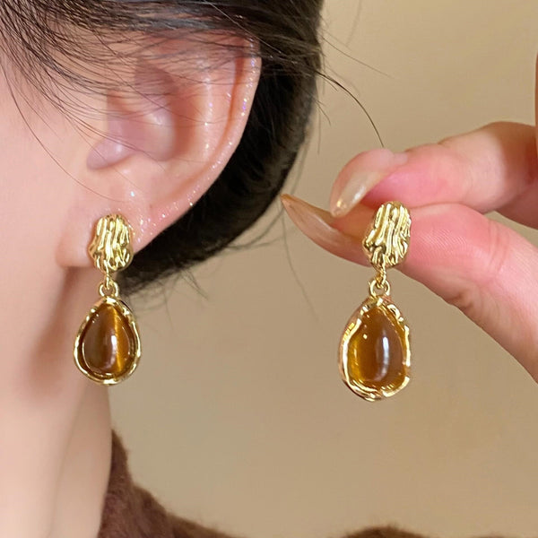 Amber Tiger's Eye Earrings