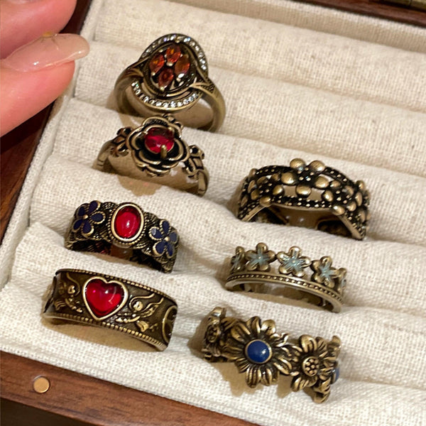 Vintage bronze gemstone ring