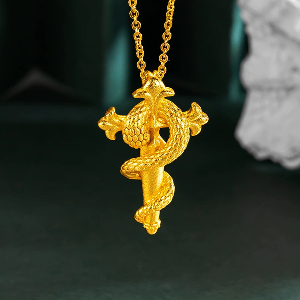 Snake scepter pendant necklace