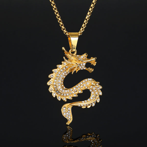 Diamond Full Dragon Pendant Necklace