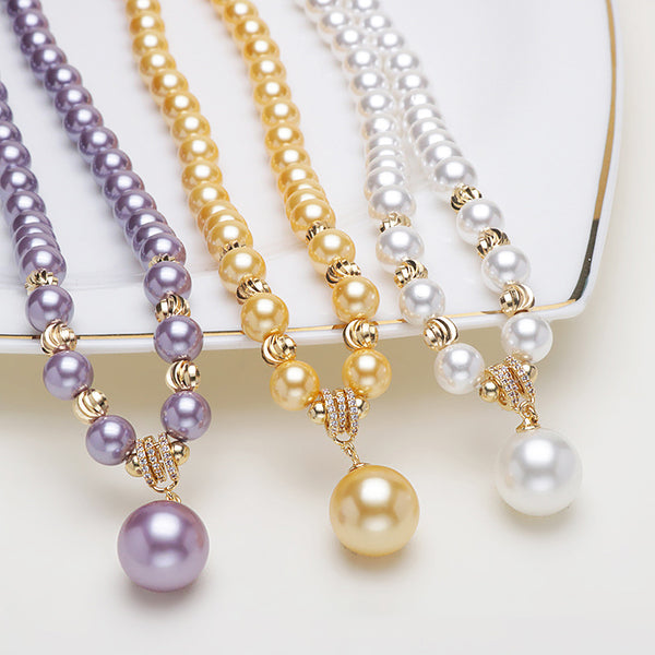 Fashionable Diamond Natural Freshwater Pearl Necklace