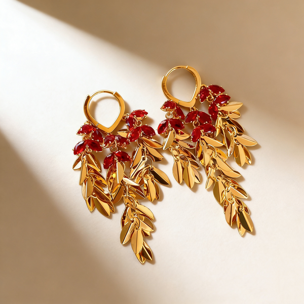 Ruby Wheat Tassel Earrings