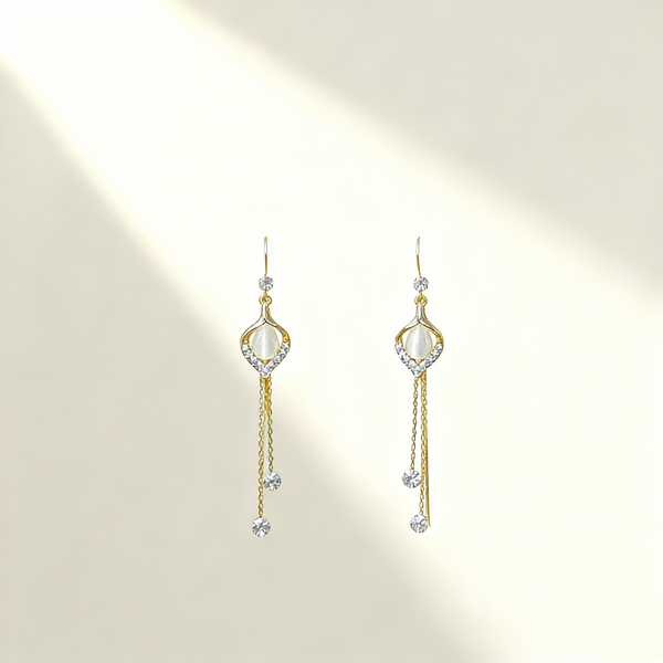 Cat’s Eye Tassel Earrings