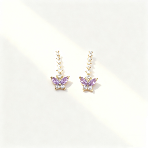 Amethyst Butterfly Earrings