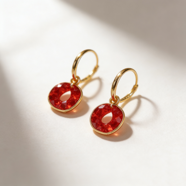 Square Ruby Earrings