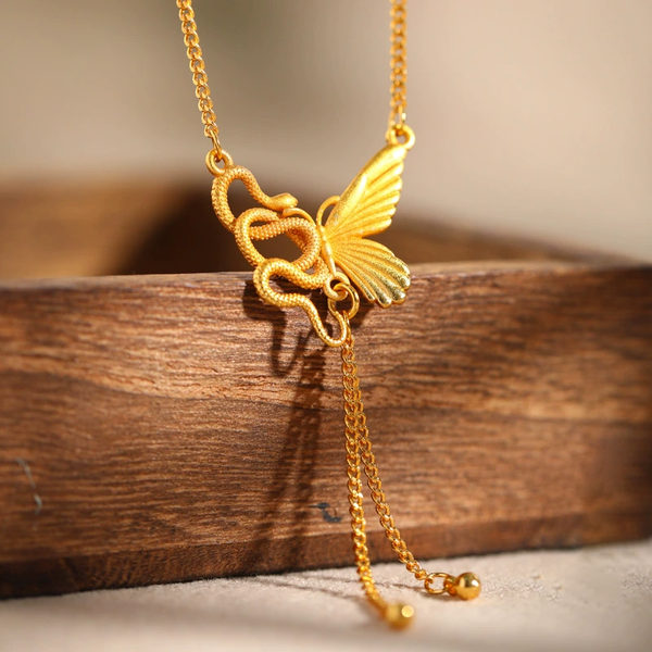 Snake and Butterfly Necklace