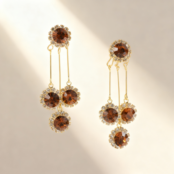 Brown Floral Tassel Earrings