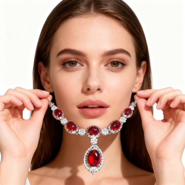 925 Silver Red Agate Necklace