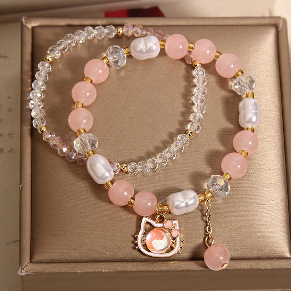 Cute cat natural crystal bracelet