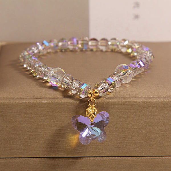 Light luxury butterfly pendant natural crystal bracelet