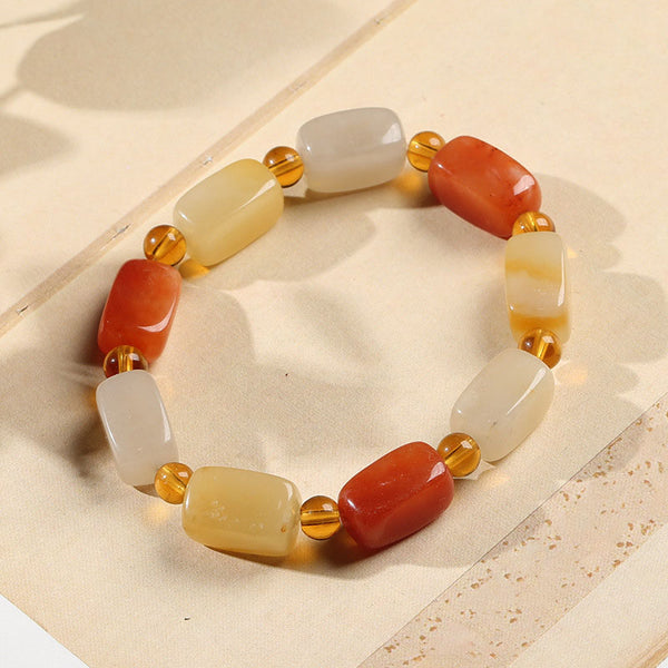 Square long bone Natural Emerald Jade Stone bracelet