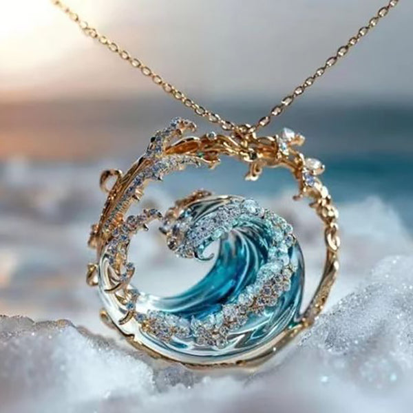 Ocean Theme Wave Earrings Ring Necklace