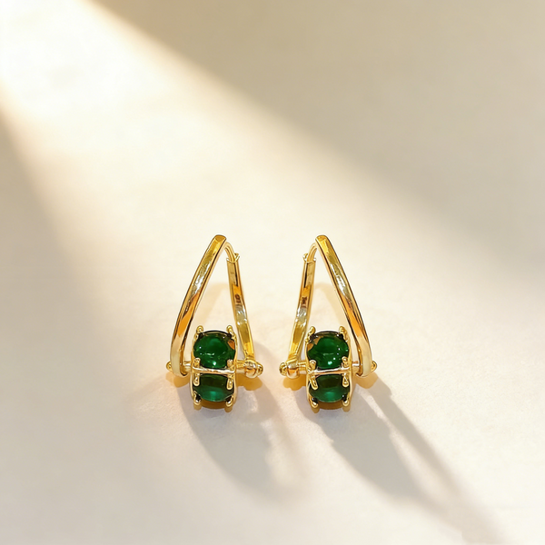 Windmill Green Gemstone Rotating Earrings