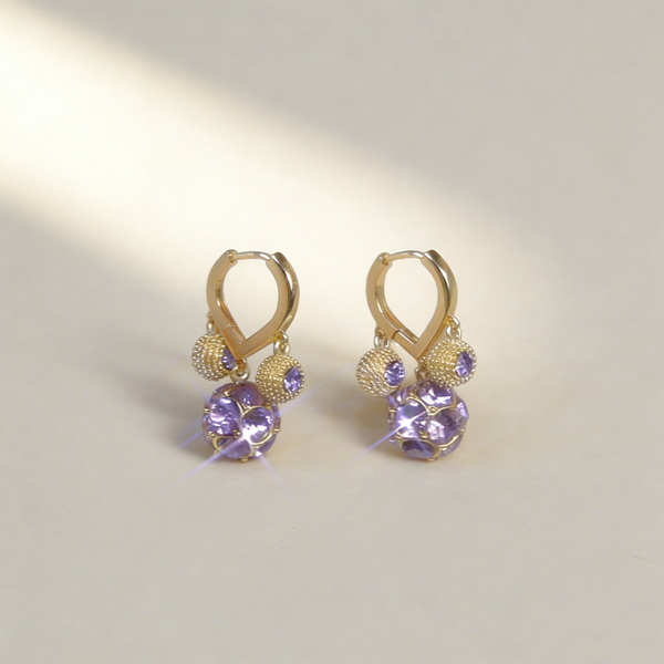 Purple Gemstone Ball Earrings