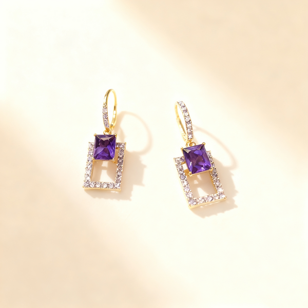 Amethyst Double-Layer Earrings
