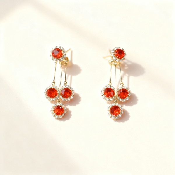Ruby Floral Tassel Earrings
