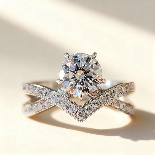 V-Shaped Crown Diamond Ring
