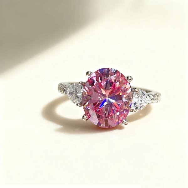 Pink Oval “Dove Egg” Diamond Ring