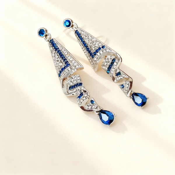 Blue Sapphire Diamond-Accented Earrings