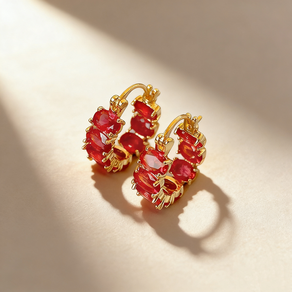 Elegant Ruby Hoop Earrings
