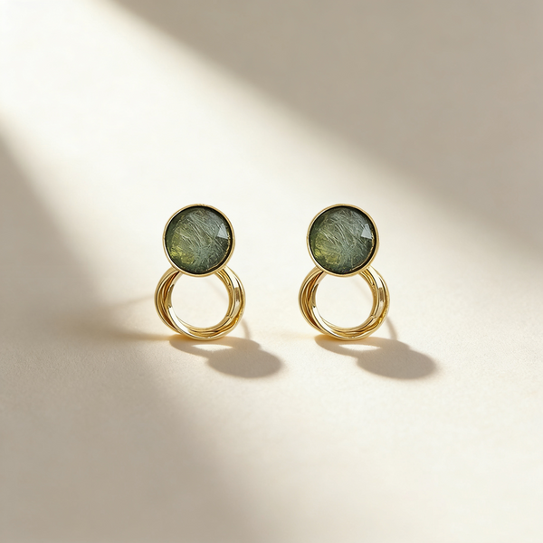Brushed Green Crystal Earrings
