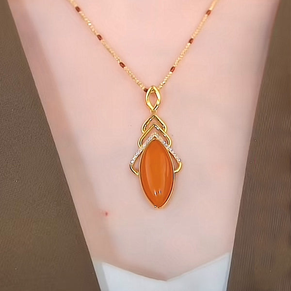 Layered water drop natural agate necklace