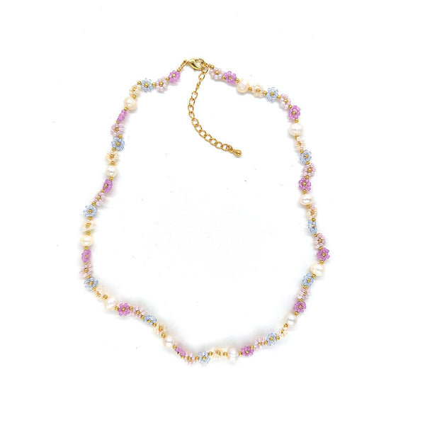 Woven Beaded Natural Freshwater Pearl Necklace