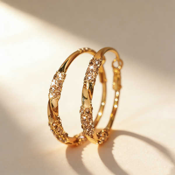 Vintage Diamond Hoop Earrings