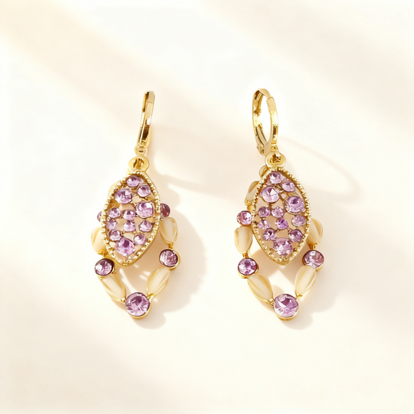 Amethyst Double-Layer Tassel Earrings