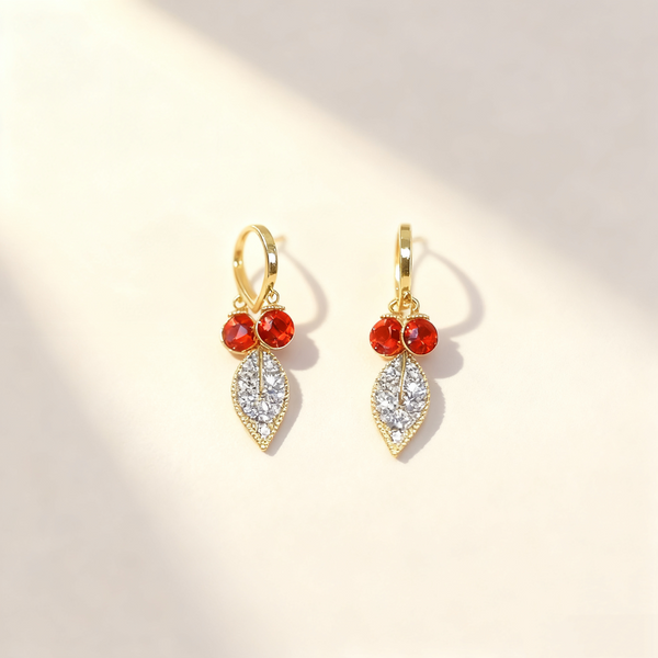 Leaf Ruby Earrings