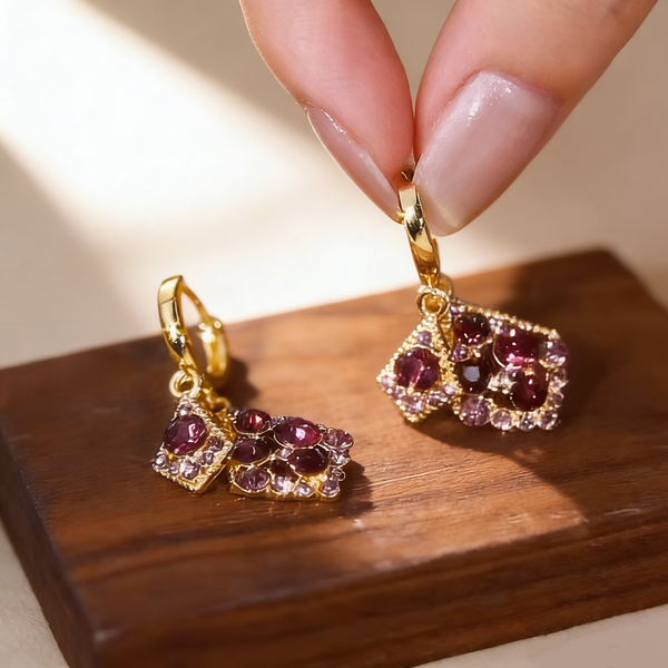 Double-Layer Amethyst Earrings