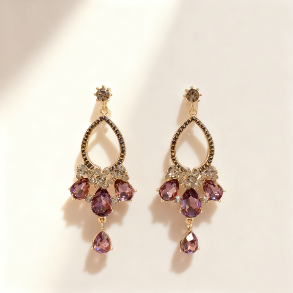 Purple Amethyst Waterdrop Tassel Earrings