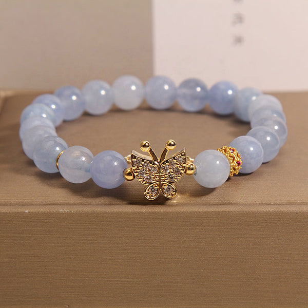 Exquisite diamond butterfly natural crystal bracelet