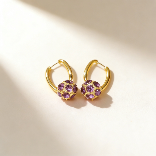 Full-Pave Amethyst Ball Earrings