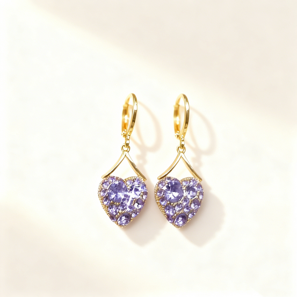Amethyst Heart Earrings