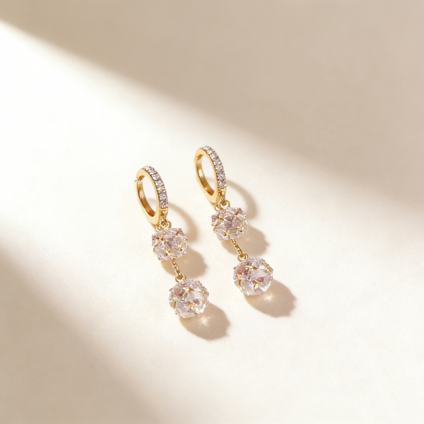 Double Diamond Ball Earrings
