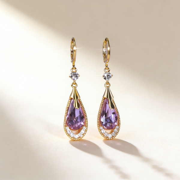 Teardrop Amethyst Tassel Earrings