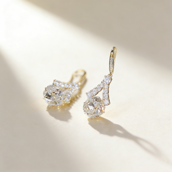 Diamond Ball Tassel Earrings