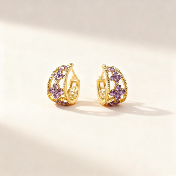 Amethyst Four-Leaf Clover Earrings