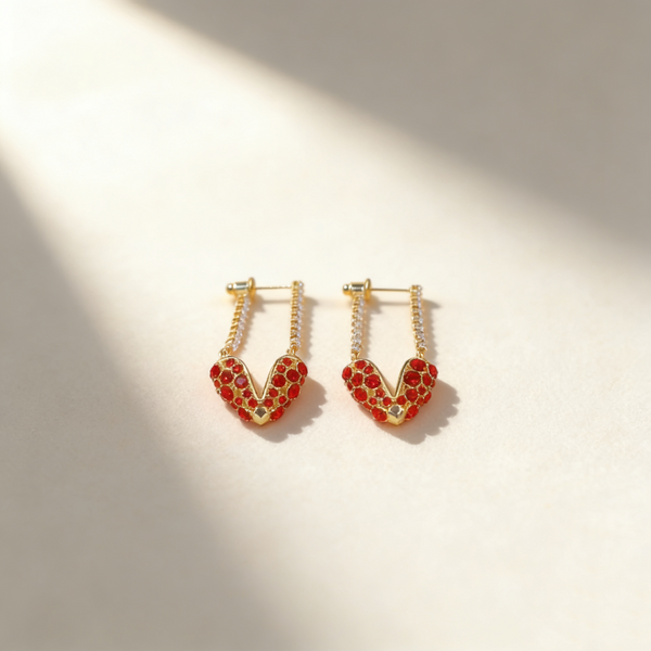 Ruby Heart Earrings
